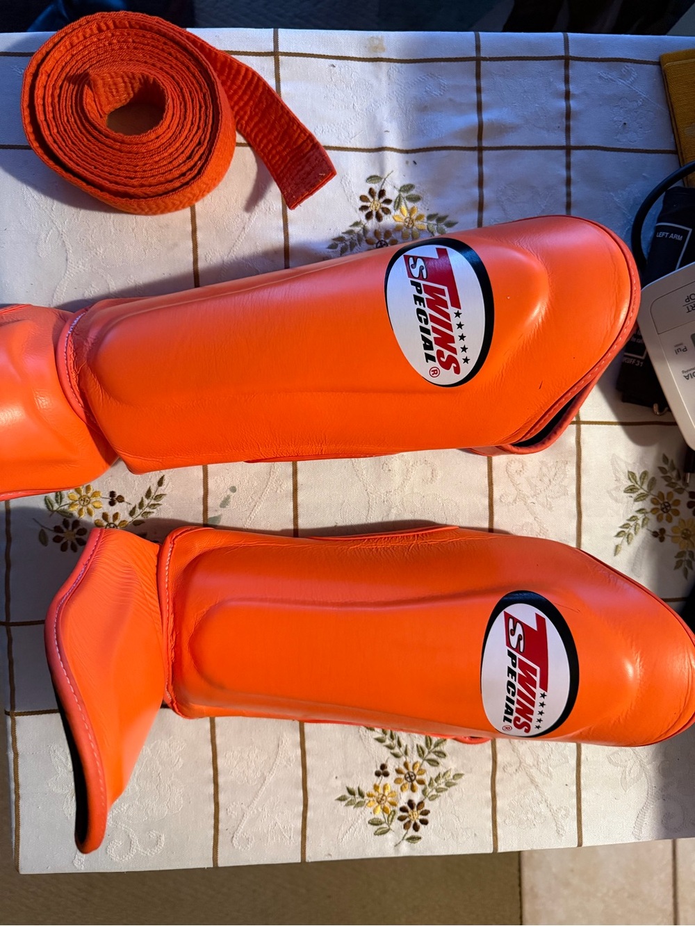 Twins Special Orange Shin Guards